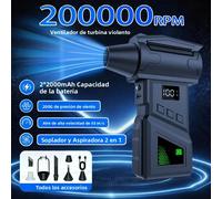 Ventilador Turbo Jet de 200.000 RPM, Soplador de Aire Potente con Presión de Viento de 200G y 55 m/s, 5 Velocidades, Inalámbrico, sin Escobillas, para Limpiar PC, Teclados y Autos HFX-13 BZ