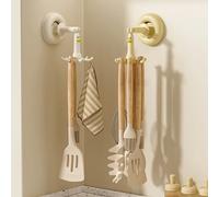 Ventosa para uso doméstico, estante para pescado de seis frutos secos, cocina, sin perforación, cuchara de arroz, soporte para sartenes, estante colgante pequeño, gancho para toalla de baño Amarillo