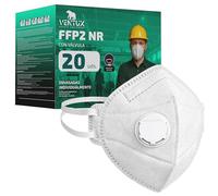 VENTUX SAFETY EQUIPMENT Mascarilla FFP2-blanco-con Válvula de Exhalación - Certificación CE - Filtración ≥99% - Desechable - Protección Respiratoria Profesional