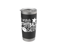 Veo fútbol con papá Funny Sport American Vaso térmico de acero inoxidable de doble pared