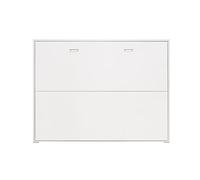 Vep Home - Cama Abatible Horizontal 135x190 cm - Ideal para Dormitorios Pequeños con Somier y Sistema Antivuelco - 203x151x36 cm - Color Blanco - Diseño Compacto y Seguro