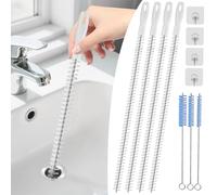 VEPEPE 4 Piezas Cepillo de Limpieza para Desagüe 45 cm, Flexible Cepillo para Fregadero, Limpia Tuberias Desagüe Cocinas, Baños, Eliminar el peloLargo, con 3 Botella de Limpieza Cepillos