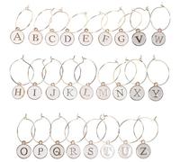 VERDANVERSE 26 Etiquetas para Copas de Vino Letras A-Z Marcadores de Aleación de Zinc Anillos Identificadores para Fiestas Reuniones y Decoración de Bebidas
