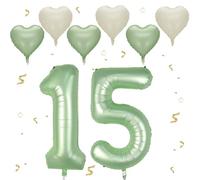 Verde aguacate Número 15 Globos, 40 Pulgadas Papel Aluminio Grande Número 1 y 5 Globos, Globos de Helio número 51, Globos de Cumpleaños 15 Para Hombres Mujeres Fiesta Aniversario (Nummer 15/51)