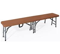 VERDELOOK Banco plegable de HDPE con estructura metálica, 182x28 altura 44 cm, marrón