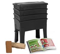Vermicompostador Worm Café, 3 bandejas I Kit Completo I Grand Capacidad de 96 litros,