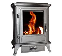 VERMONT - Estufa de leña 10kW de Muspel en fundición de alta calidad para calefacción eficiente en salones y casas rurales hasta 90 m², con doble combustión y cristal vitrocerámico SCHOTT ROBAX