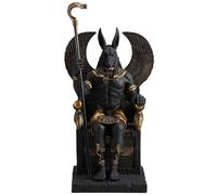Veronese Design 10 5/8 pulgadas Dios egipcio Anubis sentado en el trono Escultura de resina con acabado pintado en oro negro
