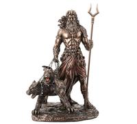 Veronese Design 9 7/8 pulgadas Hades griego Dios del Inframundo con Cerberus Hound Escultura de resina fundida en frío con acabado de bronce