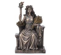 Veronese Design Demeter Diosa de la Cosecha sentada en un Banco sosteniendo Trigo y Estatua de antorcha