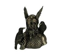Veronese Design Dios nórdico Odín en yelmo Alado con Estatua de Cuervos