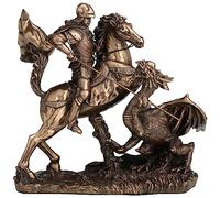 Veronese Design Escultura de Resina fundida en frío de 6 1/4 Pulgadas de San Jorge el Matadragones con Acabado de Bronce