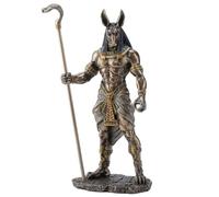 Veronese Design Estatua de cetro de Dios Egipcio Anubis sosteniendo Cabeza de Cobra de 26 cm de Alto