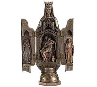 Veronese Design Estatua de Resina de 8 1/8 Pulgadas de Dama de Gracia con políptico, Escultura de Pieta, Acabado de Bronce Fundido en frío