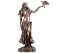 Veronese Design Morrigan - Estatua Celta de la Diosa de la Batalla sosteniendo Cuervo y Espada con Acabado de Bronce