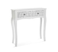 Versa Mueble Recibidor Anjali – Consola estrecha 2 cajones 80x25x80 cm madera blanca