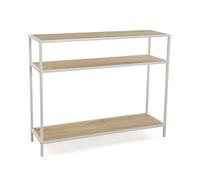 Versa Berlin Mueble Recibidor Estrecho para Entrada o Pasillo, Mesa Consola, con Estante Inferior, Medidas (Al x L x An) 80 x 30 x 100 cm, Madera y Metal, Color Marrón y Blanco