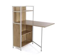Versa Blumenau Mesa de comedor con Estantería para Cocina, Terraza, Jardín o Comedor, Encimera plegable, Medidas (Al x L x An) 120 x 30 x 62 cm, Madera, PVC y Metal, Color Marrón y Blanco