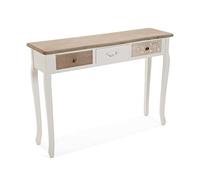 Versa Boedo Mueble Recibidor Estrecho para Entrada o Pasillo, Mesa Consola, con 3 cajones, Medidas (Al x L x An) 78,5 x 30 x 109 cm, Madera, Color Marrón y Blanco