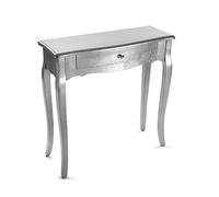Versa Cagliari Mueble Recibidor Estrecho para Entrada o Pasillo, Mesa Consola, con 1 cajón, Medidas (Al x L x An) 80 x 30 x 80 cm, Madera, Color Plateado