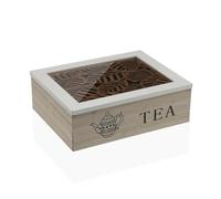 Versa Caja para Infusiones Hojas Madera MDF 23 x 7,5 x 17,5 cm
