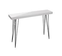 Versa Dallas Mueble Recibidor Estrecho para Entrada o Pasillo, Mesa Consola, Medidas (Al x L x An) 80 x 25 x 110 cm, Madera y Metal, Color Blanco