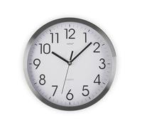 Versa Enkel Reloj de Pared Silencioso Decorativo para la Cocina, el Salón, el Comedor o la Habitación, Estilo Moderno, Medidas (Al x L x An) 30,5 x 4,1 x 30,5 cm, Aluminio, Color Blanco y Plateado