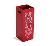 Versa Fluor Paragüero para la Entrada, Habitación o Hall, Porta Paraguas Moderno, Medidas (Al x L x An) 53 x 21 x 21 cm, Madera MDF, Color Rojo y Negro