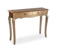 VERSA HOME - Mesa de Entrada Elegante en Madera Color Dorado 100x35x80 cm | Consola Moderna para Recibidor, Pasillo o Salón