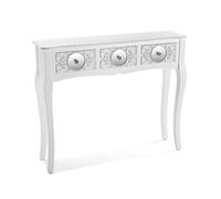 Versa Indra Mueble Recibidor Estrecho para Entrada o Pasillo, Mesa Consola, con 3 cajones, Medidas (Al x L x An) 80 x 25 x 95 cm, Madera, Color Blanco