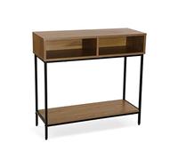 Versa Jinkx Mueble Recibidor Estrecho para Entrada o Pasillo, Mesa Consola, con Espacio de almacenaje, Medidas (Al x L x An) 75 x 30 x 80 cm, Madera y Metal, Color Marrón Oscuro y Negro