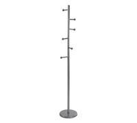 Versa Malai Perchero de Pie de Estilo Minimalista, con 6 Ganchos o Colgadores para Ropa o Bolsos para el Recibidor, Medidas (Al x L x An) 170 x 28 x 28 cm, Metal, Color Gris