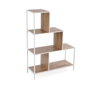Versa Mueble para el Salón, Sala de Estar Auxiliar, Estantería escalonada, Medidas 113 x 80 x 30 cm, Madera y Metal, Color Blanco