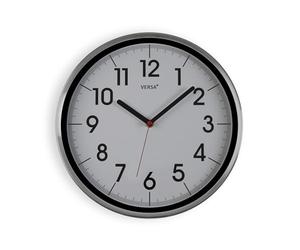 Versa Natxitua Reloj de Pared Decorativo para la Cocina, Salón o Comedor, Estilo Sencillo y Tradicional, Medidas (Al x L x An) 30.5 x 30.5 x 4.3, Color Blanco y Plateado