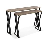 Versa Oakland Mueble Recibidor Estrecho para Entrada o Pasillo, Mesa Consola, Set de 2, Medidas (Al x L x An) 75 x 30 x 120 cm, Madera y Metal, Color Marrón y Negro