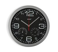 Versa Pamuk Reloj de Pared silencioso y Decorativo, para Cocina, Salón o Comedor - Fácil de Leer, Medidas (Al x L x An) 30 x 4,1 x 30 cm, Plástico y Cristal, Color Plata y Negro