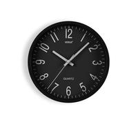 Versa Raven Reloj de Pared Nuevo Mecanismo Y Calidad Mejorada silencioso y Decorativo, para Cocina, Salón o Comedor - Fácil de Leer, Medidas (Al x L x An) 20 x 4,3 x 20 cm, Polipropileno, Color Negro