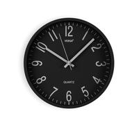 Versa Raven Reloj de Pared Nuevo Mecanismo Y Calidad Mejorada silencioso y Decorativo, para Cocina, Salón o Comedor - Fácil de Leer, Medidas (Al x L x An) 25 x 4,3 x 25 cm, Polipropileno, Color Negro
