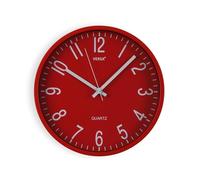 Versa Raven Reloj de Pared Nuevo Mecanismo Y Calidad Mejorada silencioso y Decorativo, para Cocina, Salón o Comedor - Fácil de Leer, Medidas (Al x L x An) 25 x 4,3 x 25 cm, Polipropileno, Color Rojo
