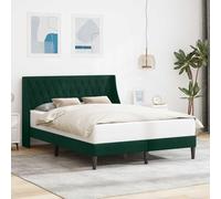 Versear Marco de Cama Matrimonial Cama Doble Tapizada 140 x 190cm con Somier de Lamas con Cabecero Terciopelo-Verde oscuro-140 x 190 cm