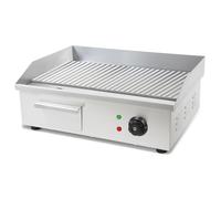 VERTES - Plancha eléctrica para parrilla, con superficie de cocción de acero inoxidable, área de parrilla con estrías de 55x35 cm, termostato y rango de temperatura de 50-300°C. Potencia: 3000W