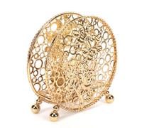 Vertical Iron Paper Towel Holder - Round Hollow Metal Napkin Stand for Restaurants Electroplated Tabletop Dispenser(Golden)