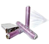 VESCEL-Pack 3 Rollos Film Transparente Alimentario, Rollo Film Industrial 45cm x 300m, Bobina de PVC, Color Violeta Translúcido, para Uso Profesional en Alimentación, Hostelería