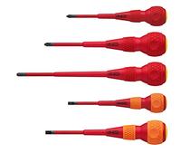 VESSEL Destornillador BALL GRIP VDE (aislados) Cruciforme/Plato, juego de 5 piezas