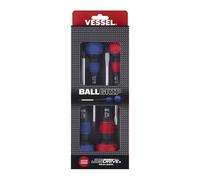 VESSEL Destornillador japonés, mango de bola, juego de 4 unidades, rojo/azul, 2204PBU