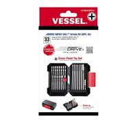 VESSEL JISDRIVE - Juego de brocas de torsión de bola de impacto de 33 piezas, n.º IB33JSP01U, fabricado en Japón (juego de puntas de punto cruzado)