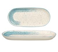 VESSIA Bandeja Ovalada Patinada Azul-Blanco, Pack de 24 unidades de Cerámica (Porcelana) lifetstyle