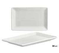 VESSIA Bandeja Rectangular de Porcelana con Borde Ancho Blanco, Pack de 12 unidades