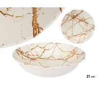 VESSIA Plato hondo de porcelana Oro y Blanco 21cm Pack de 24 unidades