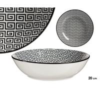 VESSIA Plato Hondo Geométrico Negro y Blanco 20cm Pack de 24 unidades